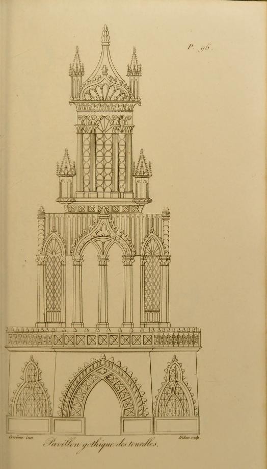 Disegno di una pièce montée di Antonin Carême